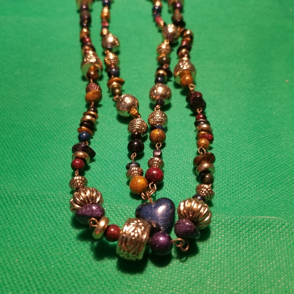 BEAD NECKLACES Lot Of 2, 1 Double Strain 20 Inch, 1 28 Inch, Neutral Colors